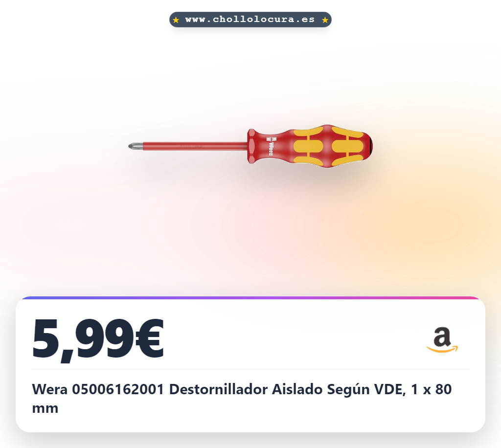 Wera 05006162001 Destornillador Aislado Según VDE, 1 x 80 mm