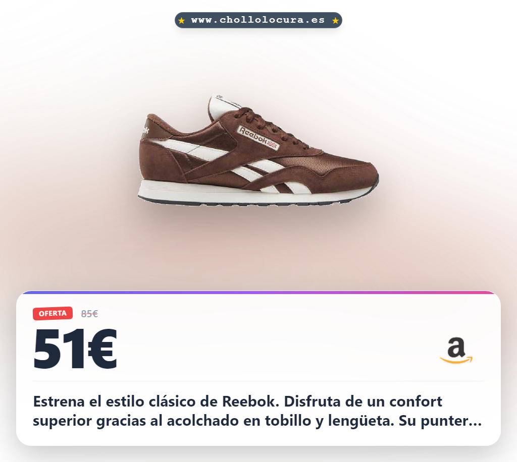 Aprovecha las zapatillas Reebok Classic Nylon para hombre con puntera reforzada y lengüeta acolchada a precio de chollo