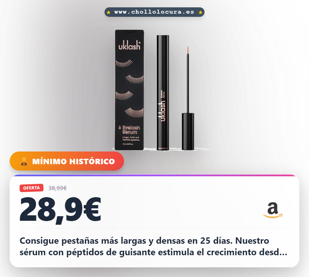 Aprovecha el sérum de pestañas UKLASH para longitud y densidad natural en 25 días al mejor precio