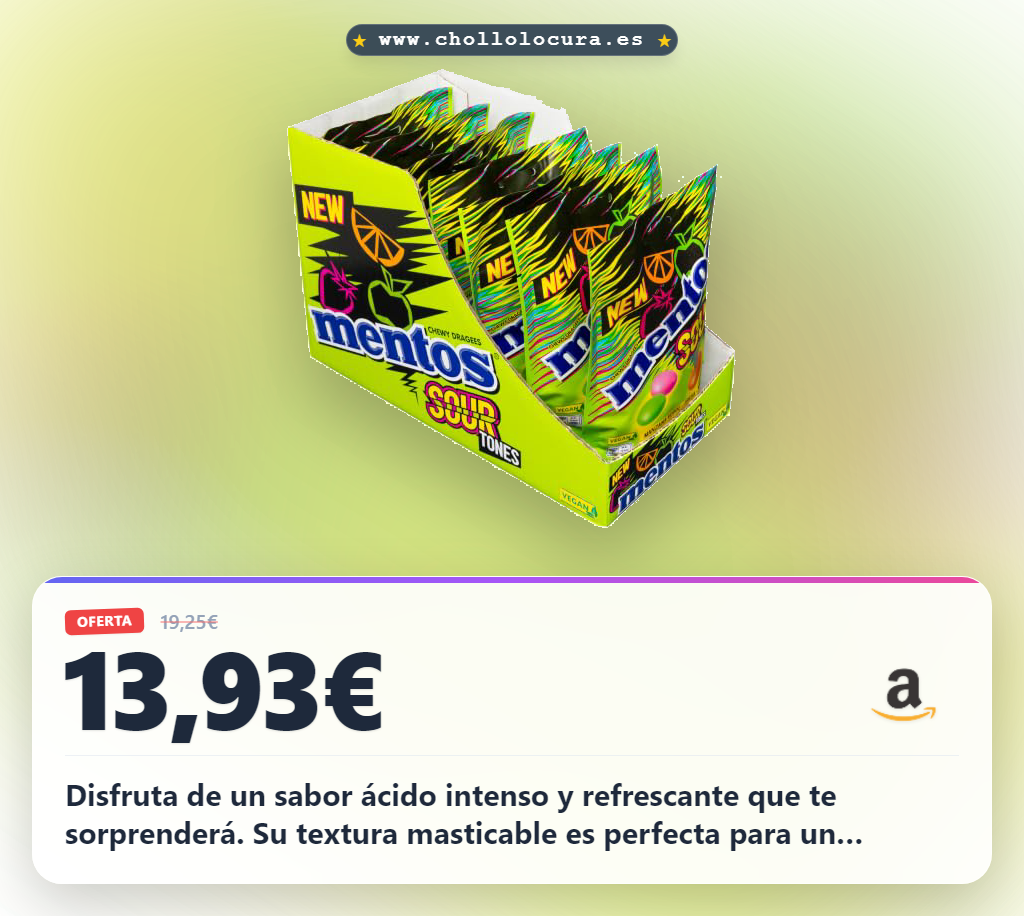 Aprovecha el pack de 7 Mentos Sours con sabor ácido y textura masticable al mejor precio para disfrutar hoy mismo.
