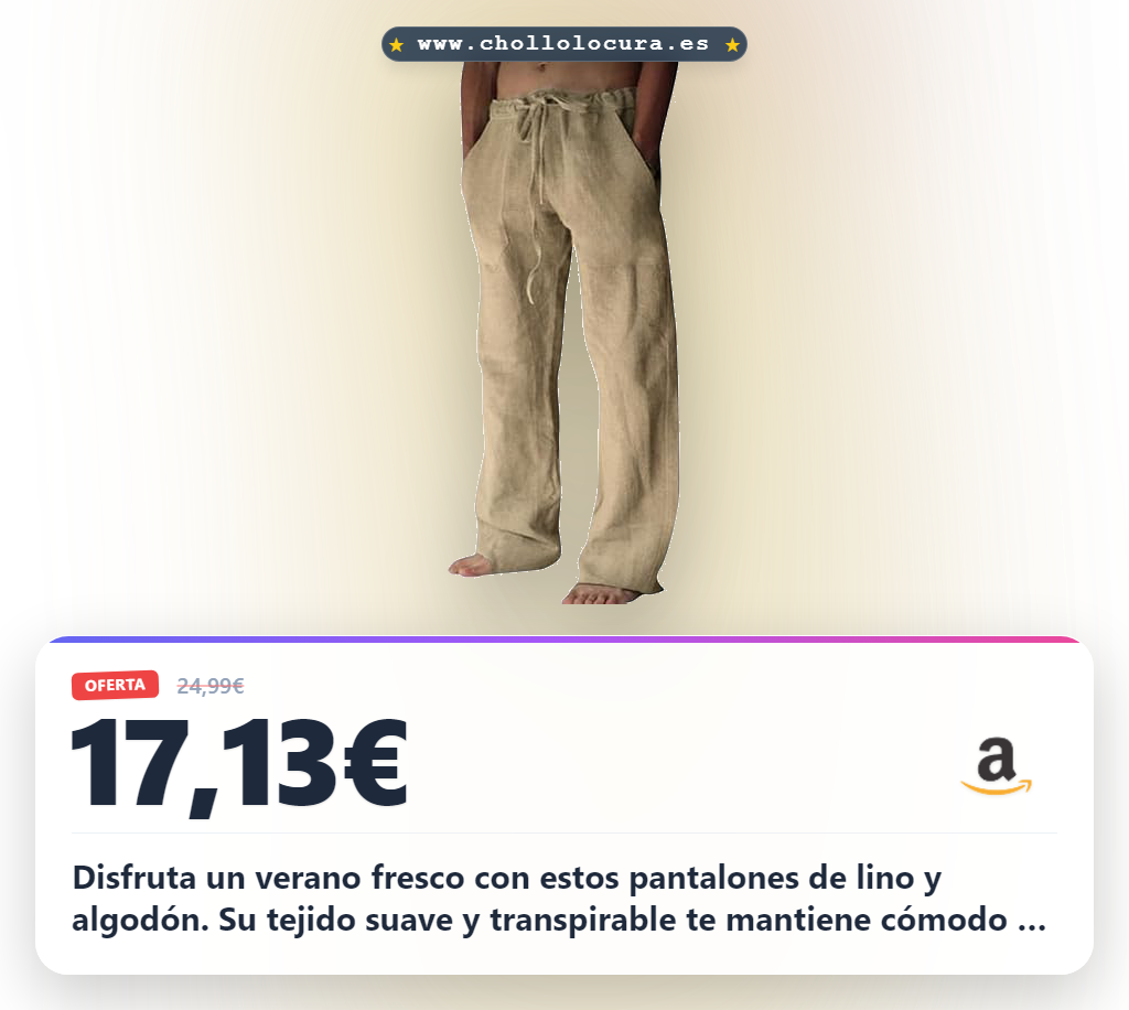 Consigue pantalones de lino y algodón para hombre con bolsillos cordó y estilo verano