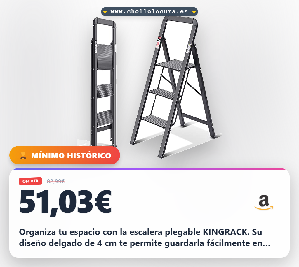 Consigue la escalera de tijera plegable KINGRACK de aluminio con carga de 150 kg en oferta