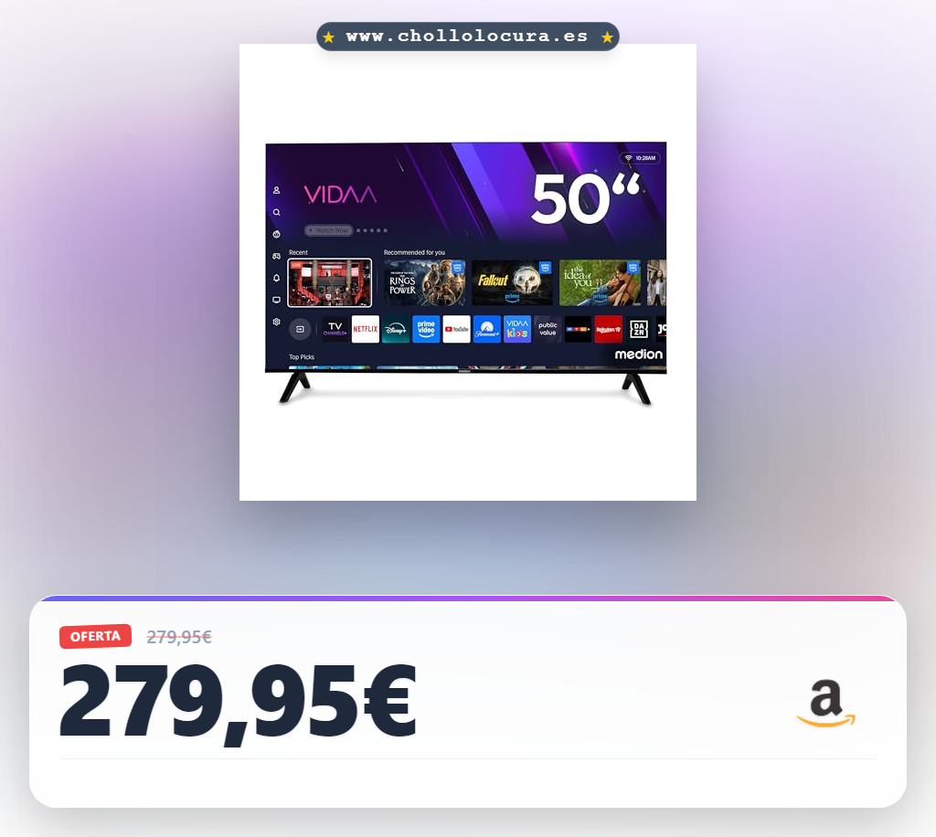 MEDION TV QLED Ultra HD 125,7 cm (50″) (Smart-TV, 4K, Dolby Vision HDR, VIDAA Store, Prime Video, Disney+, DAZN, Dolby Atmos, HbbTV, PVR, Bluetooth, MD 850601)