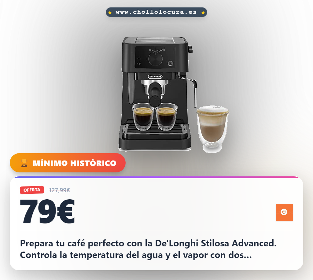 Aprovecha la cafetera De'Longhi Stilosa Advanced con cápsulas monodosis y espumador para disfrutar tu café al mejor precio