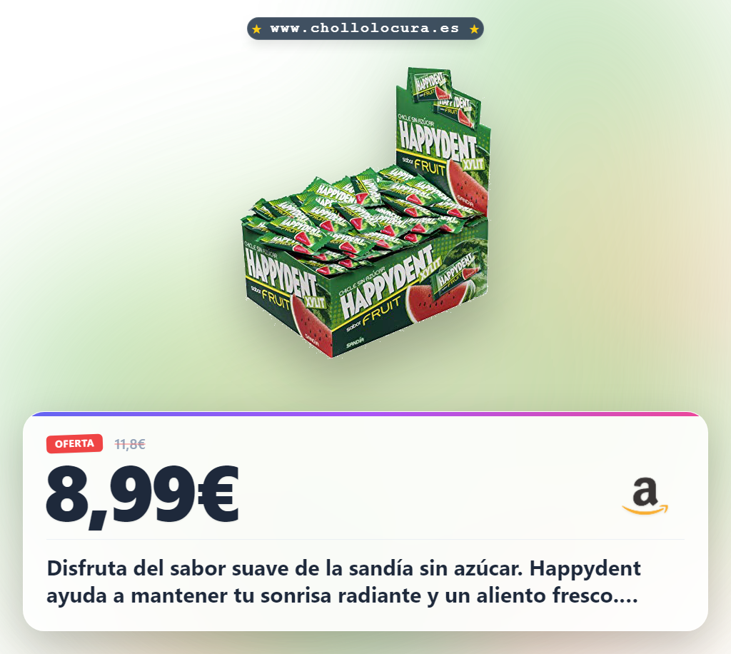 Aprovecha los chicles Happydent sin azúcar sabor sandía con xilitol en oferta histórica