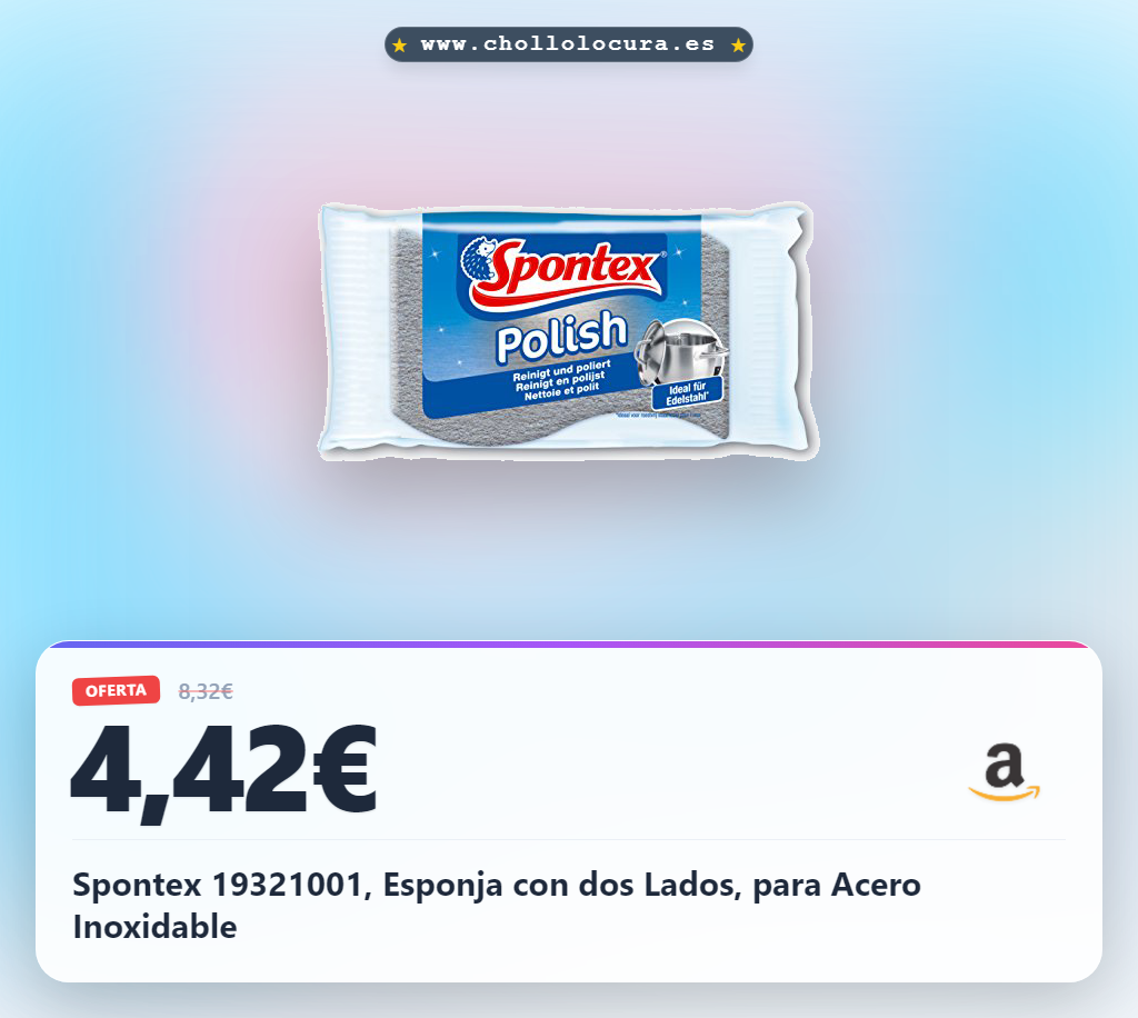 Logra la limpieza perfecta con la Esponja Spontex 19321001, pulidora para acero inoxidable y aluminio al mejor precio