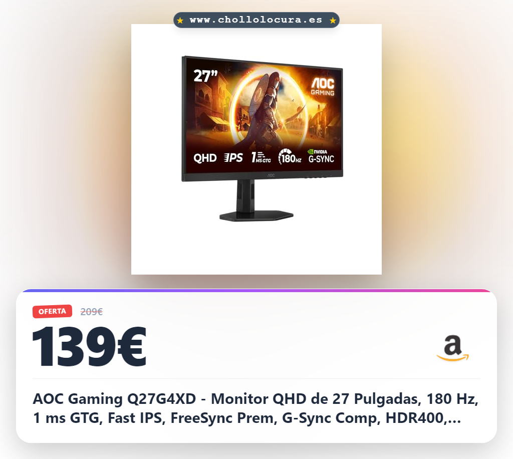 ¡Monitor de gaming 27 QHD de alta calidad y fácil de usar! Oferta imperdible