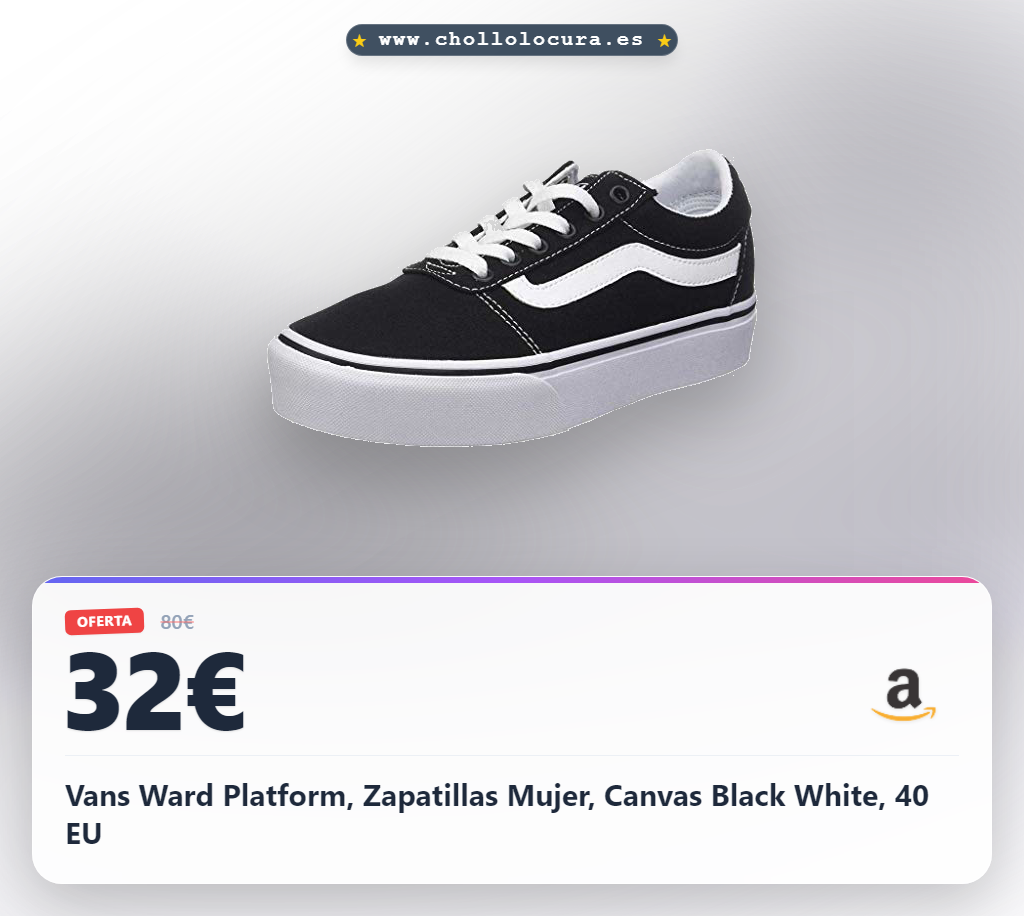 Vans Ward Platform, Zapatillas Mujer, Canvas Black White, 40 EU
