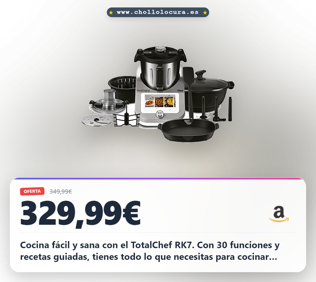 Aprovecha el robot de cocina inteligente Ufesa TotalChef RK7 con 30 funciones y recetas guiadas al mejor precio