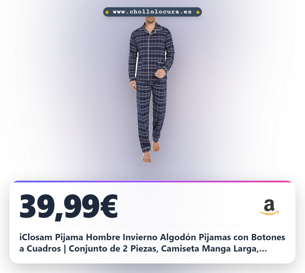 iClosam Pijama Hombre Invierno Algodón Pijamas con Botones a Cuadros | Conjunto de 2 Piezas, Camiseta Manga Larga, Pantalón Largos, Dormir Casa, Suave y Cómodo, Otoño y Frío Interior