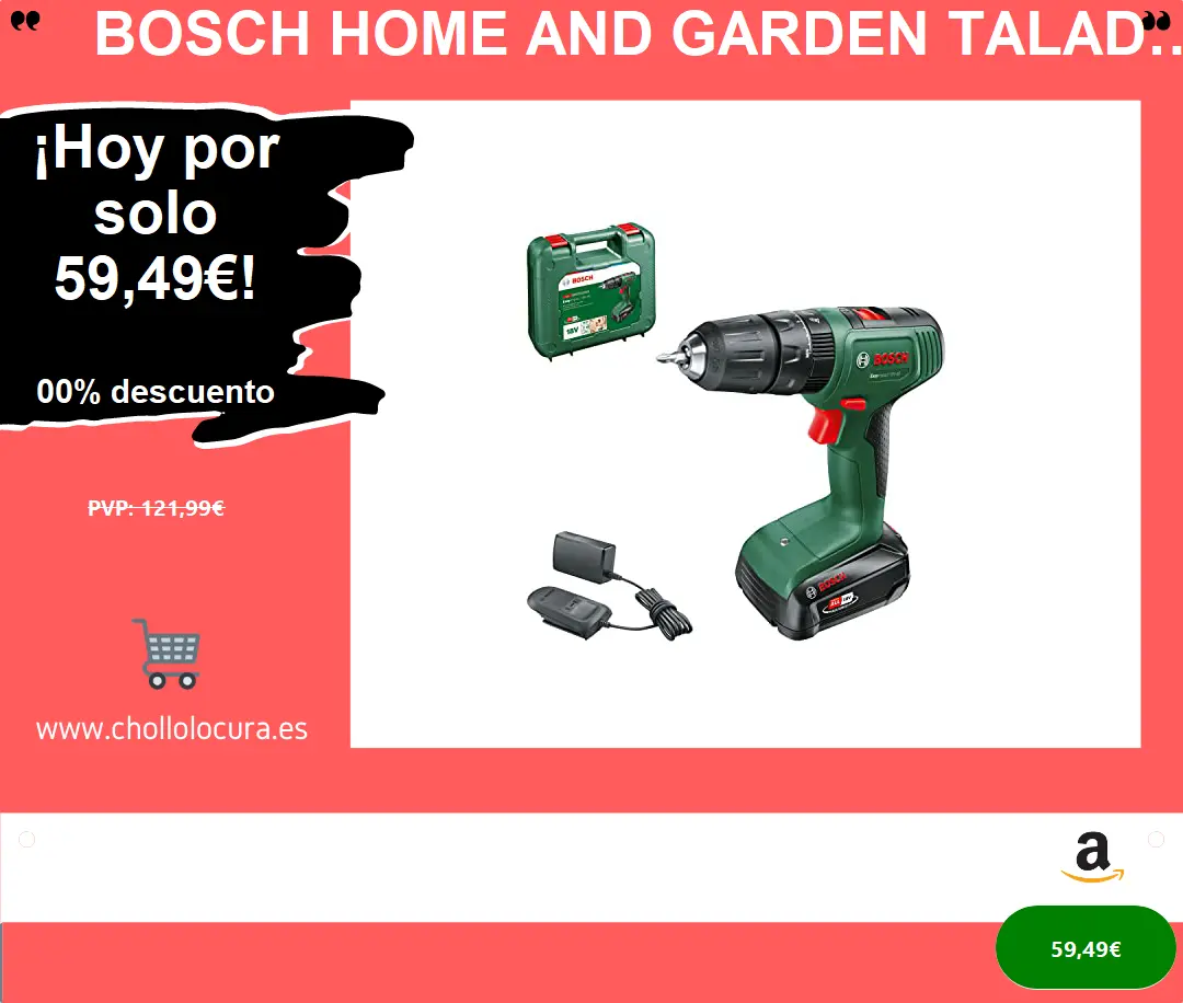 Bosch Home and Garden taladro percutor a batería EasyImpact 18V-40 (1 batería de 2.0 Ah, sistema de 18 V, en maletín de transporte)