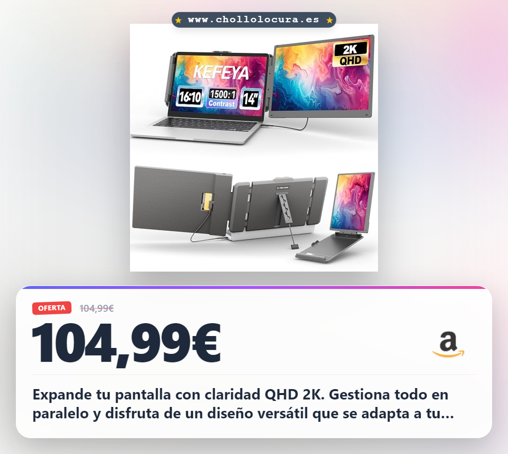 Consigue el monitor portátil QHD 2K KEFEYA 14 pulgadas con altavoces y soporte al mejor precio