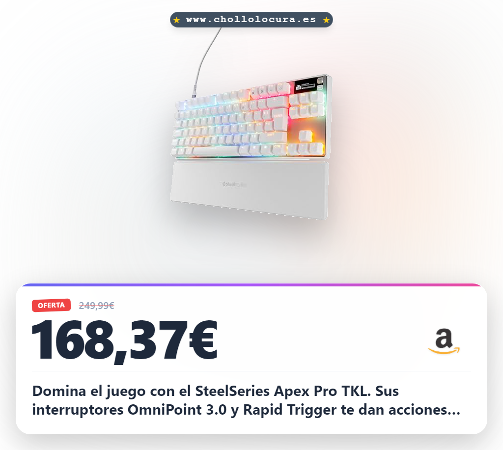 Disfruta el SteelSeries Apex Pro TKL Blanco con OmniPoint 3.0 y Rapid Trigger.