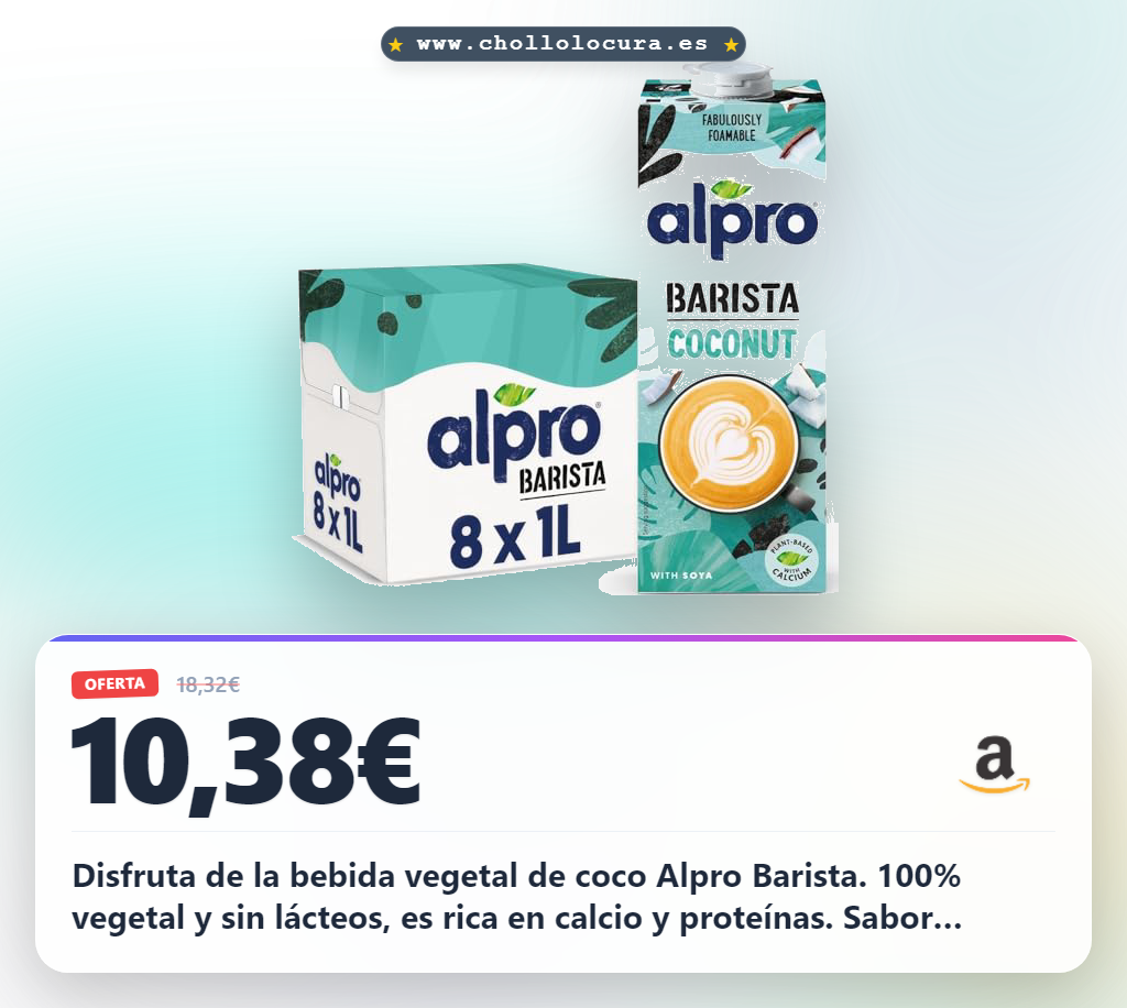 Aprovecha la bebida vegetal de coco Alpro Barista sin lácteos y rica en calcio para veganos