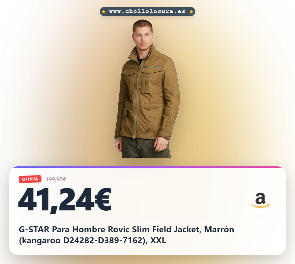 G-STAR Para Hombre Rovic Slim Field Jacket, Marrón (kangaroo D24282-D389-7162), XXL