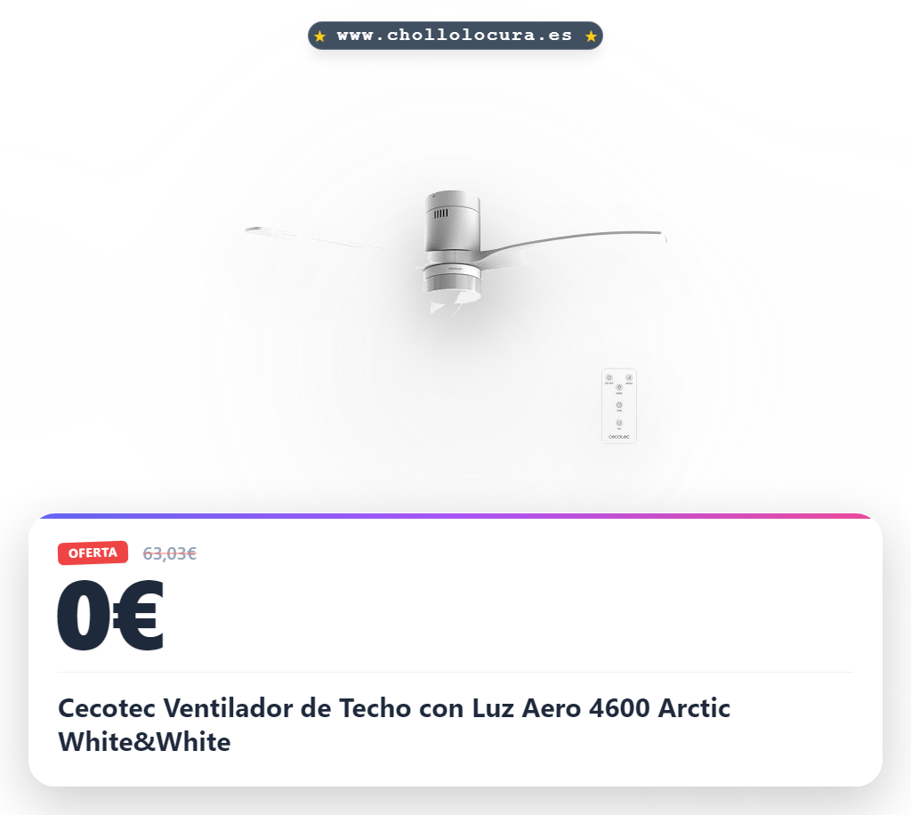 Cecotec Ventilador de Techo con Luz Aero 4600 Arctic White&White
