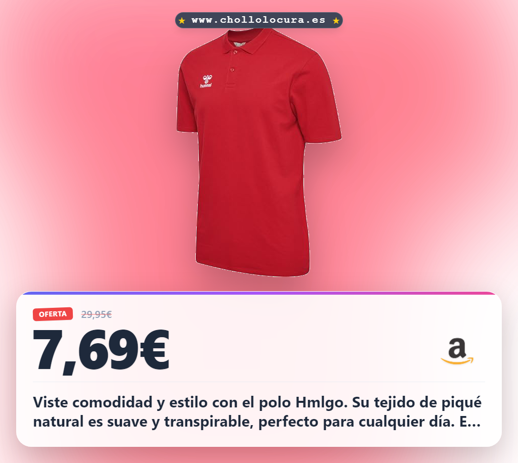 Obtén el polo Hummel para hombre de tejido piqué y bordado con fibra natural en oferta al mejor precio del año