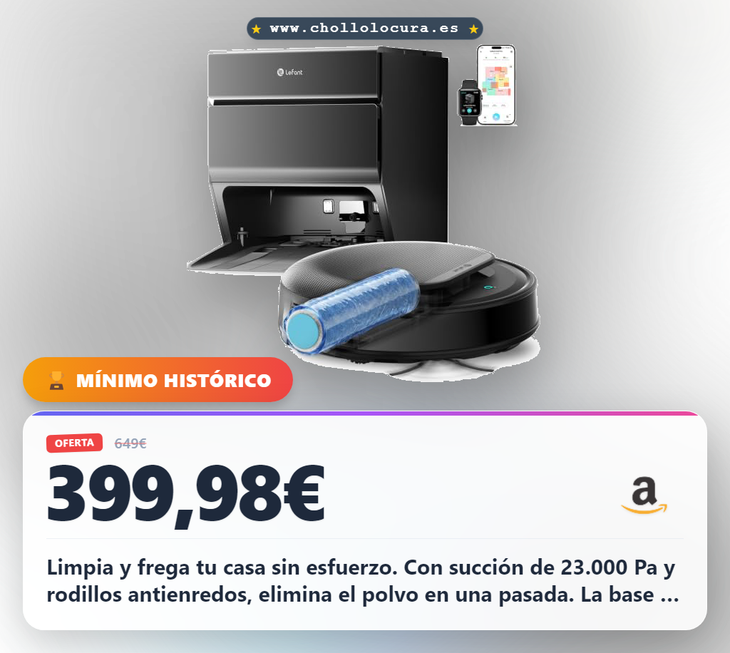 Aprovecha el robot aspirador y fregasuelos Lefant M5 Pro con base de autovaciado y navegación dToF en oferta