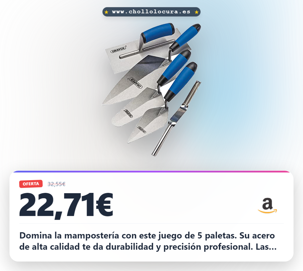 Consigue este juego de paletas de acero al carbono de 5 piezas para mampostería y yeso al mejor precio
