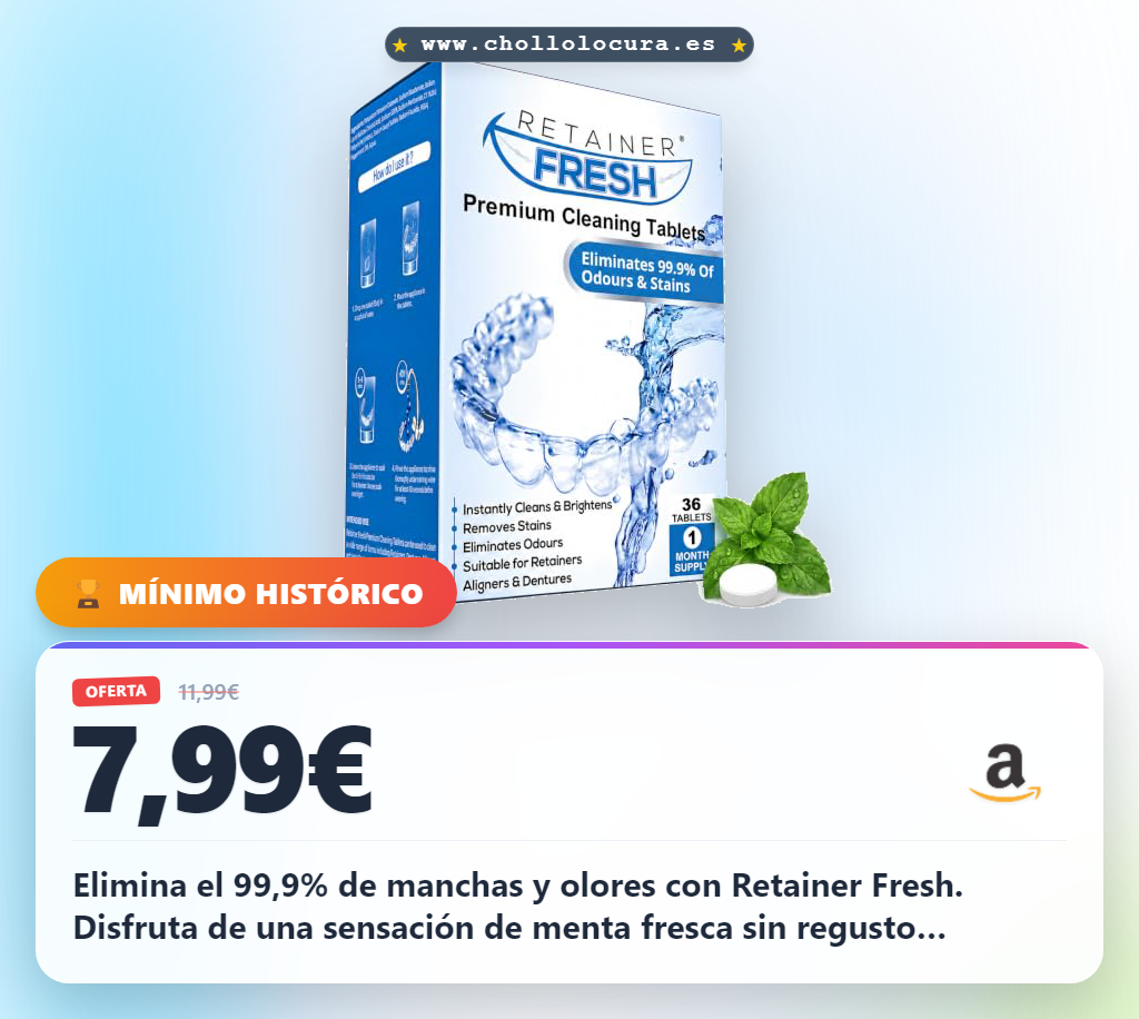 Encuentra las tabletas Retainer Fresh de menta para limpiar tus retenedores y alineadores a precio de chollo
