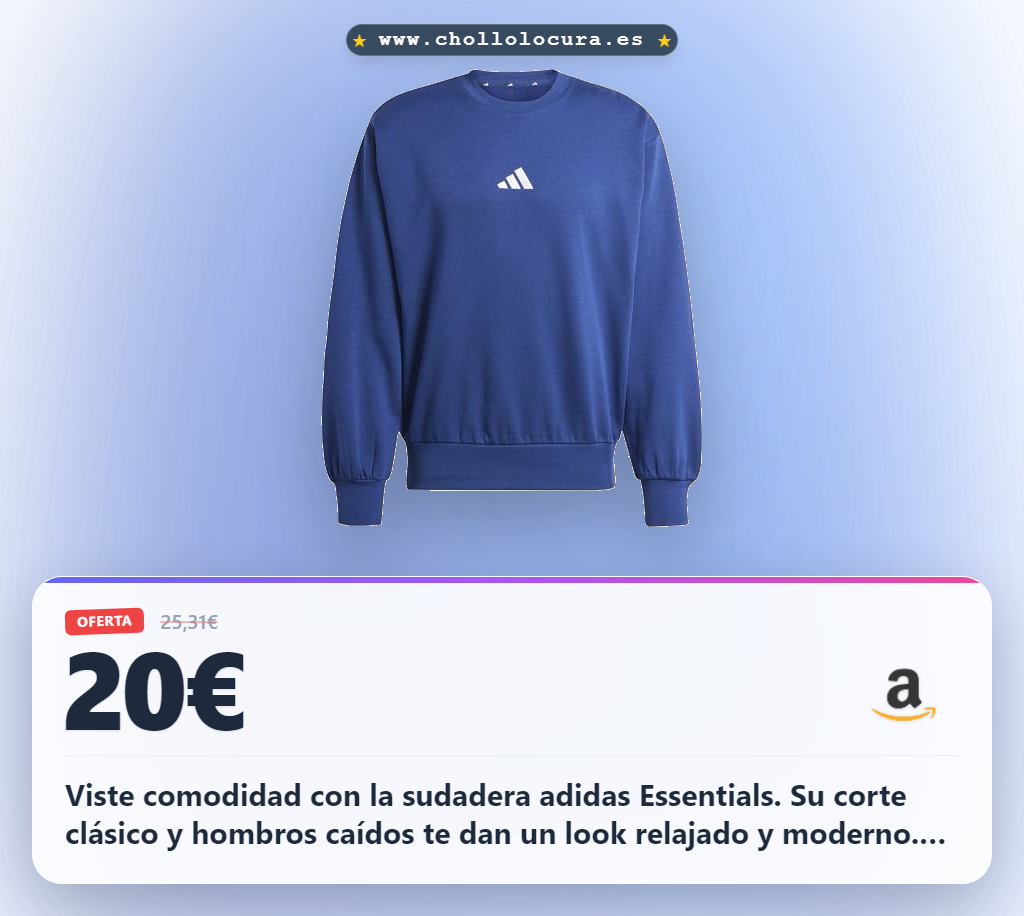 Obtén la sudadera adidas Hombre Essentials Feelcozy azul y blanco XXL con material reciclado.