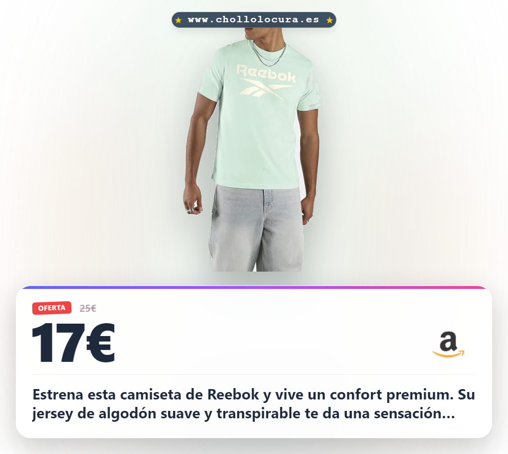 Consigue la camiseta Reebok Chad Big Logo de cuello redondo. Algodón premium y estilo casual.