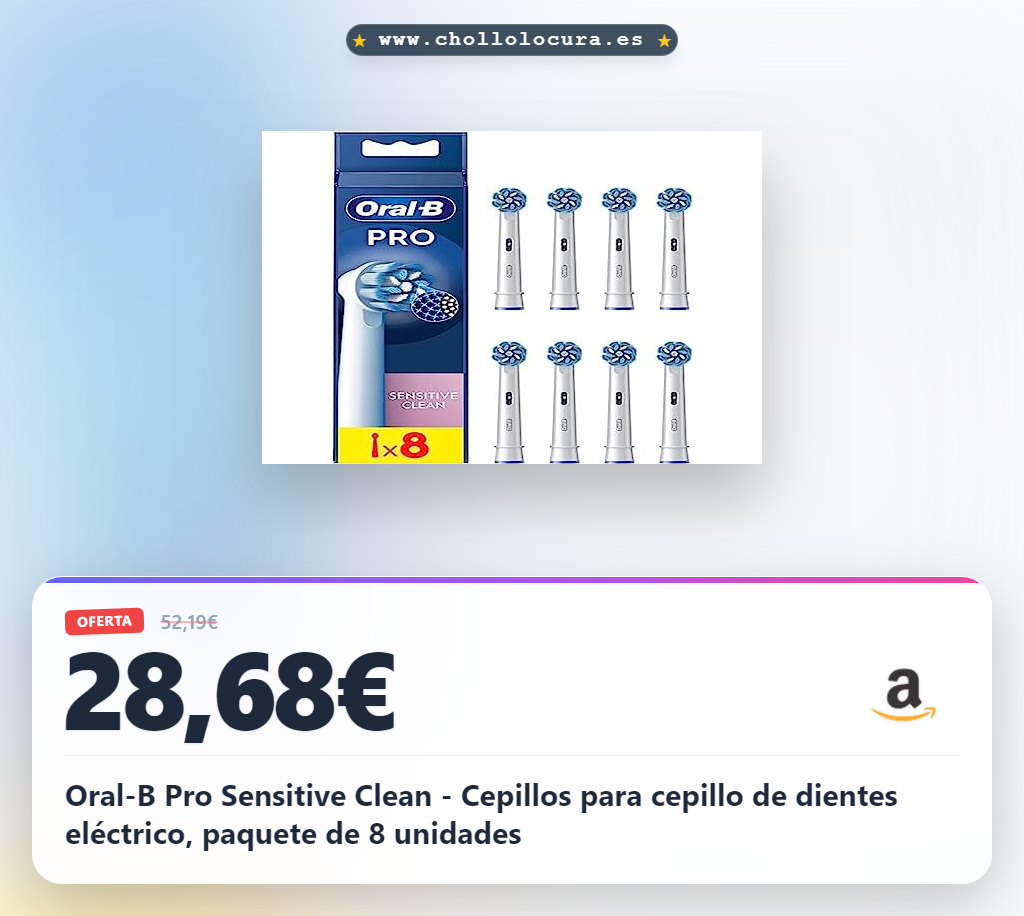 Oral-B Pro Sensitive Clean - Cepillos para cepillo de dientes eléctrico, paquete de 8 unidades