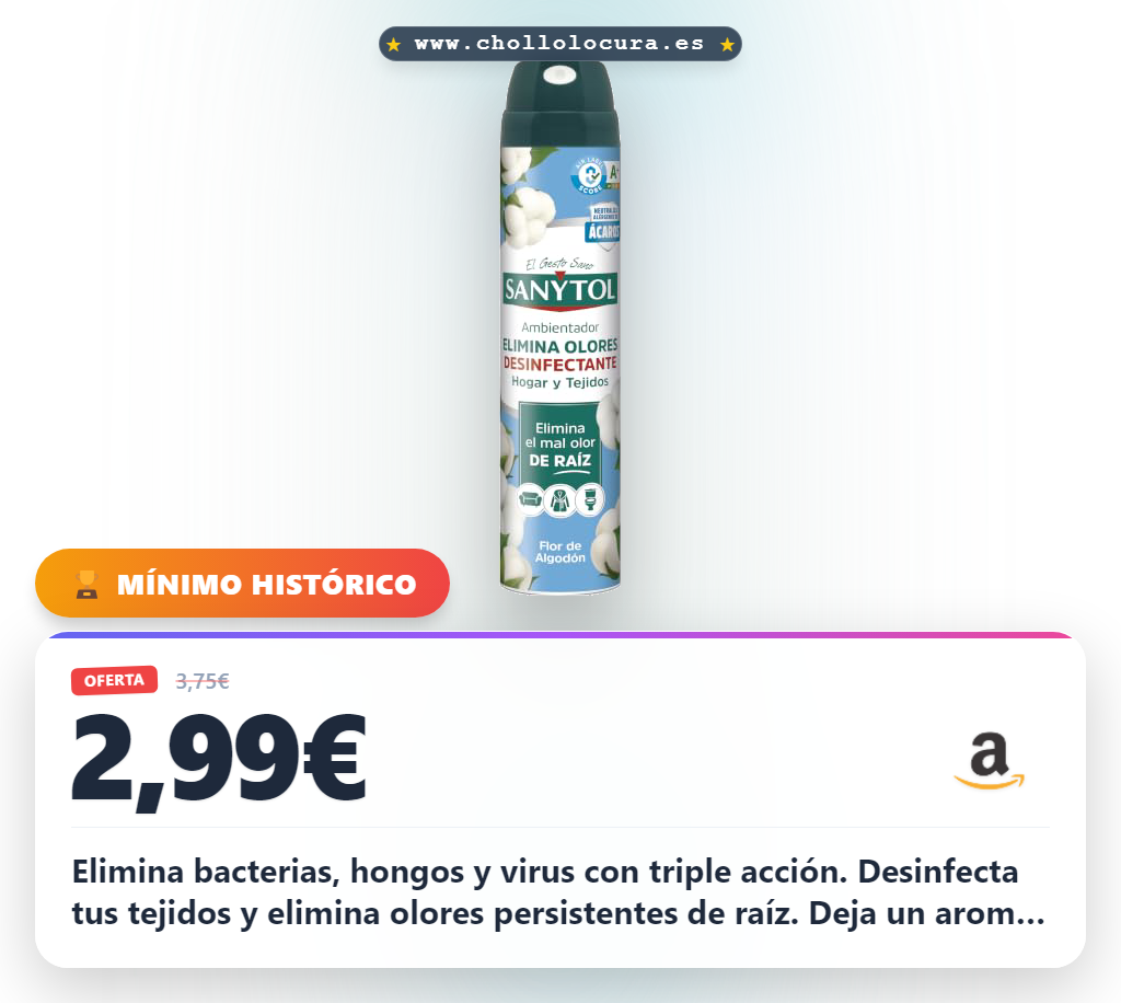 Aprovecha el desinfectante Sanytol con triple acción para eliminar bacterias, hongos y malos olores en tu hogar al mejor precio