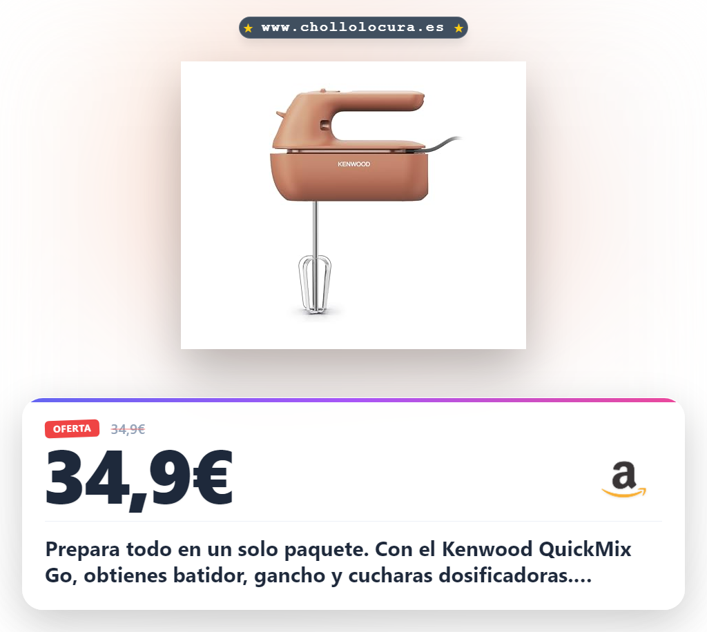 Aprovecha la batidora portátil Kenwood QuickMix Go con maletín y accesorios de acero inoxidable en oferta
