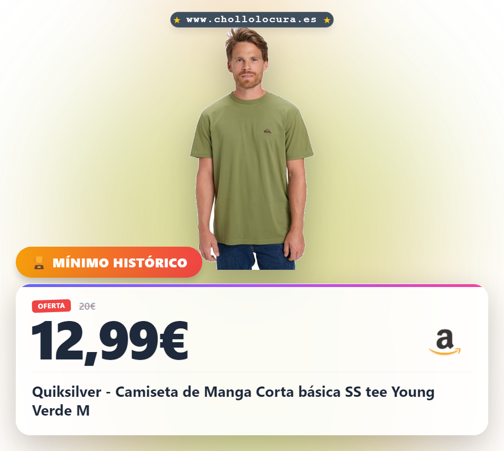 Quiksilver - Camiseta de Manga Corta básica SS tee Young Verde M