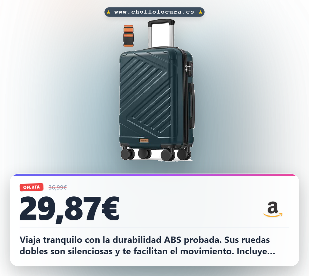 Aprovecha esta maleta cabina rígida de ABS con 4 ruedas dobles y candado TSA a precio de chollo