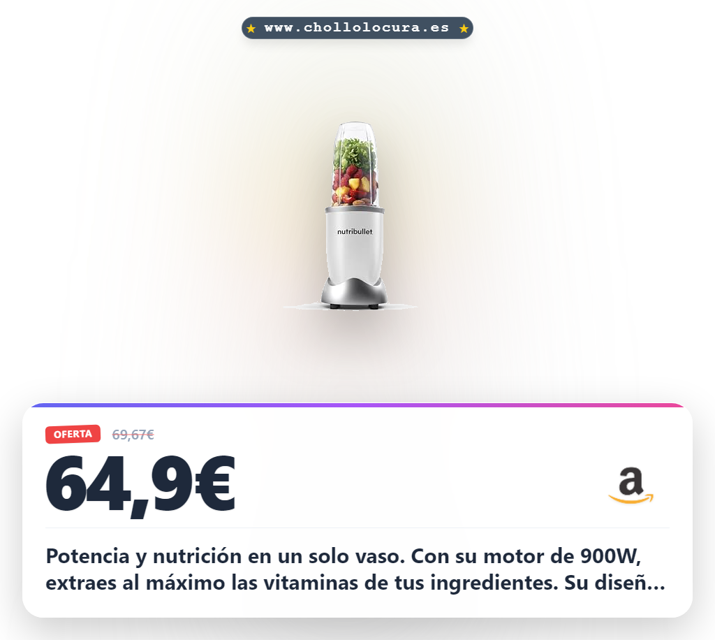 Consigue la Nutribullet Pro 900W, batidora personal y multifuncional de 700ml.