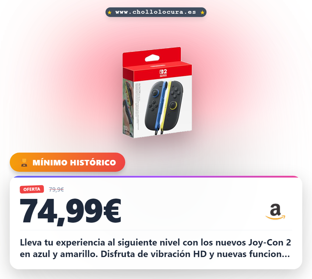 Aprovecha los Joy-Con 2 Azul/Amarillo para Nintendo Switch 2 con vibración HD y modo multijugador en oferta