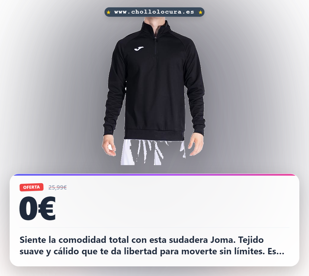 Descubre la sudadera Joma Hombre negra perfecta para entrenamiento. Cálida y suave con fleece interior en oferta.