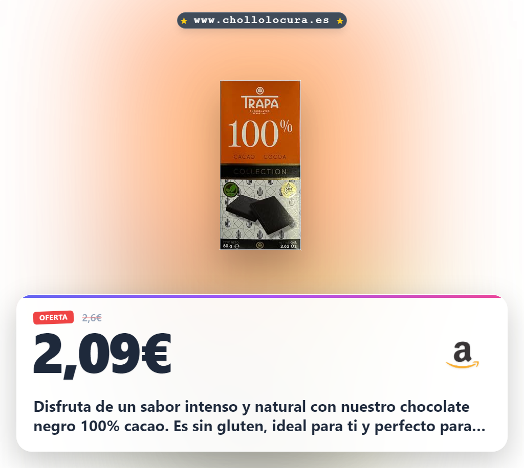 Encuentra la tableta de chocolate negro 100% cacao TRAPA sin gluten al mejor precio