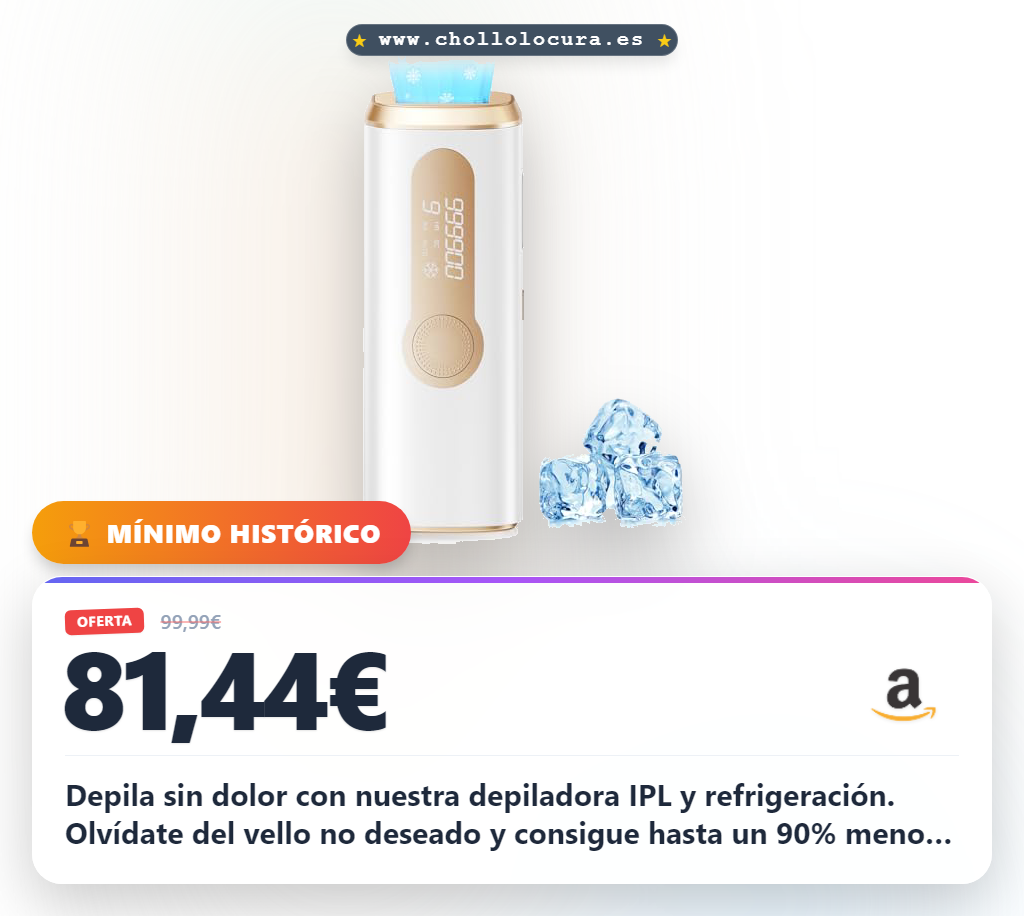 Aprovecha la depiladora láser IPL con refrigeración. Consigue resultados sin dolor y hasta un 94% menos de pelo al mejor precio.