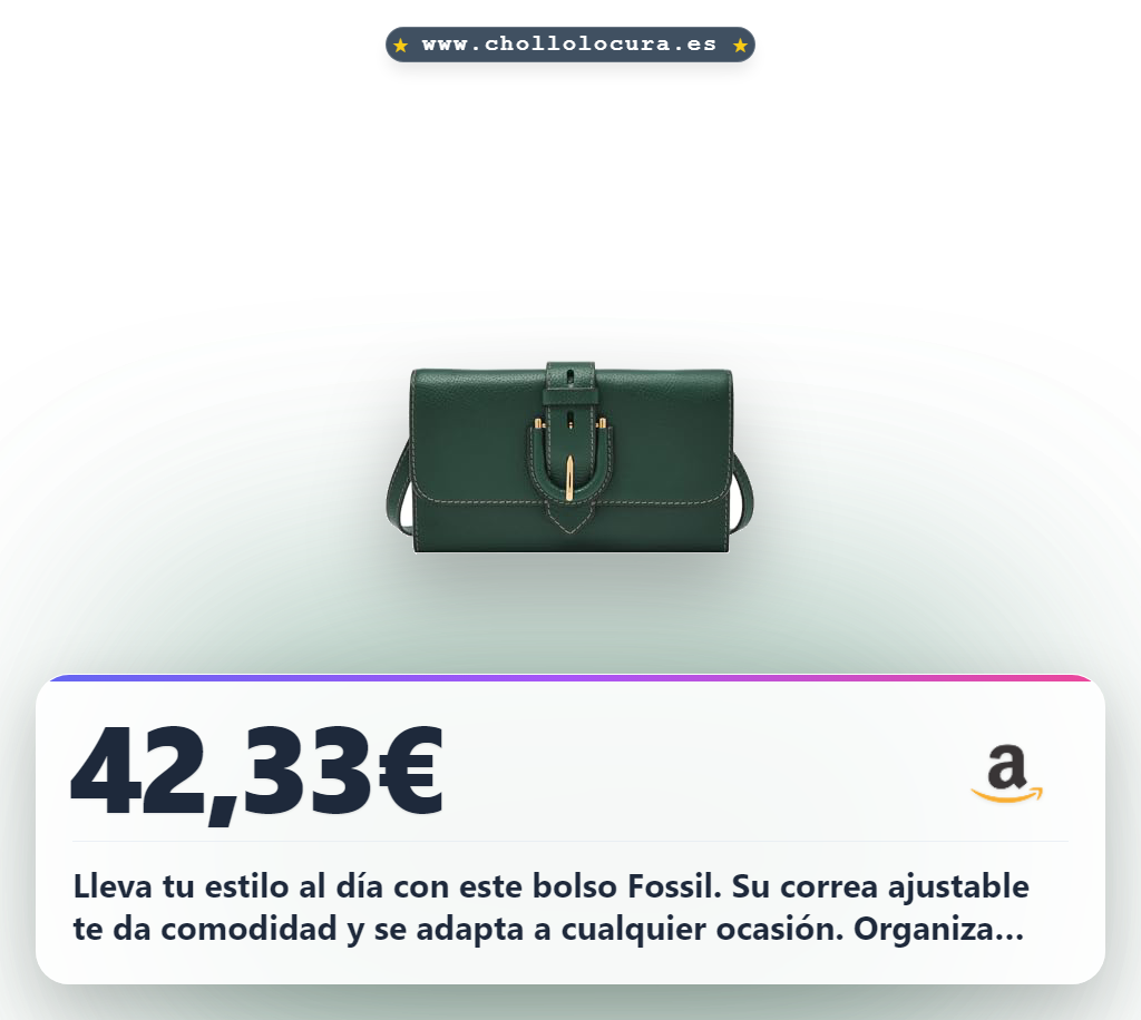 Consigue el bolso cruzado Fossil Harwell verde. Cartera de piel ajustable con ranuras para tarjetas.