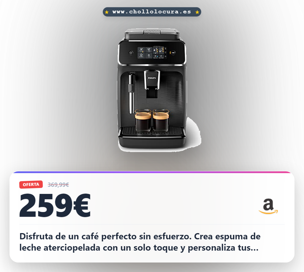 Aprovecha la cafetera superautomática Philips EP2220/10 con espuma de leche y filtro AquaClean al mejor precio