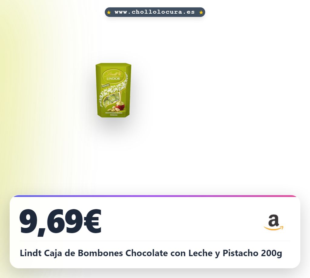 Lindt Caja de Bombones Chocolate con Leche y Pistacho 200g
