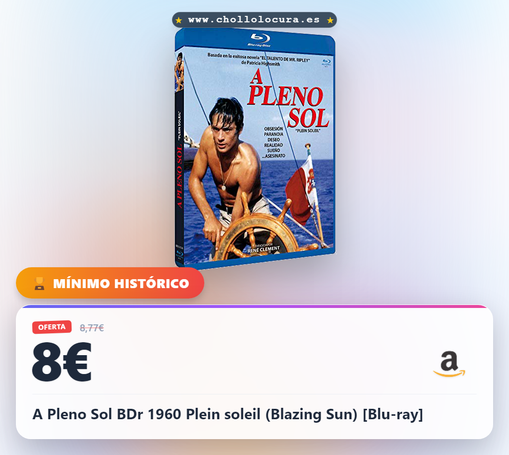 Aprovecha este Pleno Sol BDr 1960 Plein soleil Blu-ray en oferta histórica y disfruta de la mejor calidad para tu verano