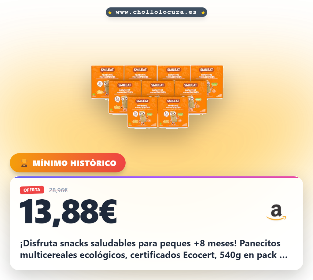 Smileat - Panecitos Multicereales - Snack para Peques +8 Meses - Ecológicos y Sin Gluten - Sin Azúcar Añadido - Ideal para Meriendas - Pack de 9 x 60 g
