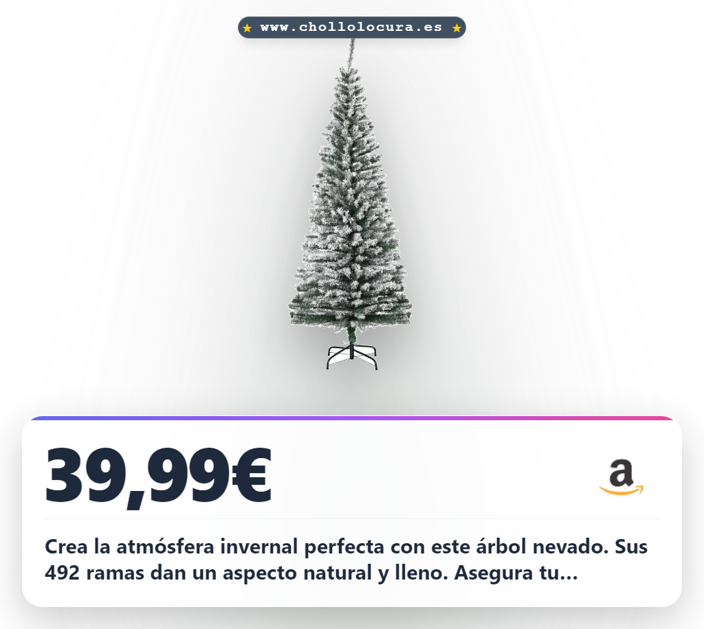Ahorra el Árbol de Navidad nevado HOMCOM de 180 cm: ramas abundantes y base resistente en oferta
