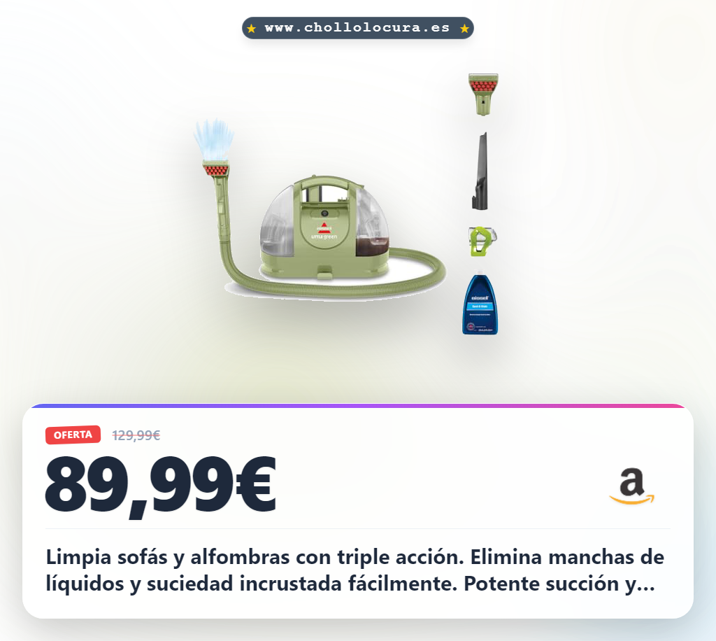 Aprovecha el limpiador de tapicería BISSELL Little Green para eliminar manchas en sofás y coches al mejor precio