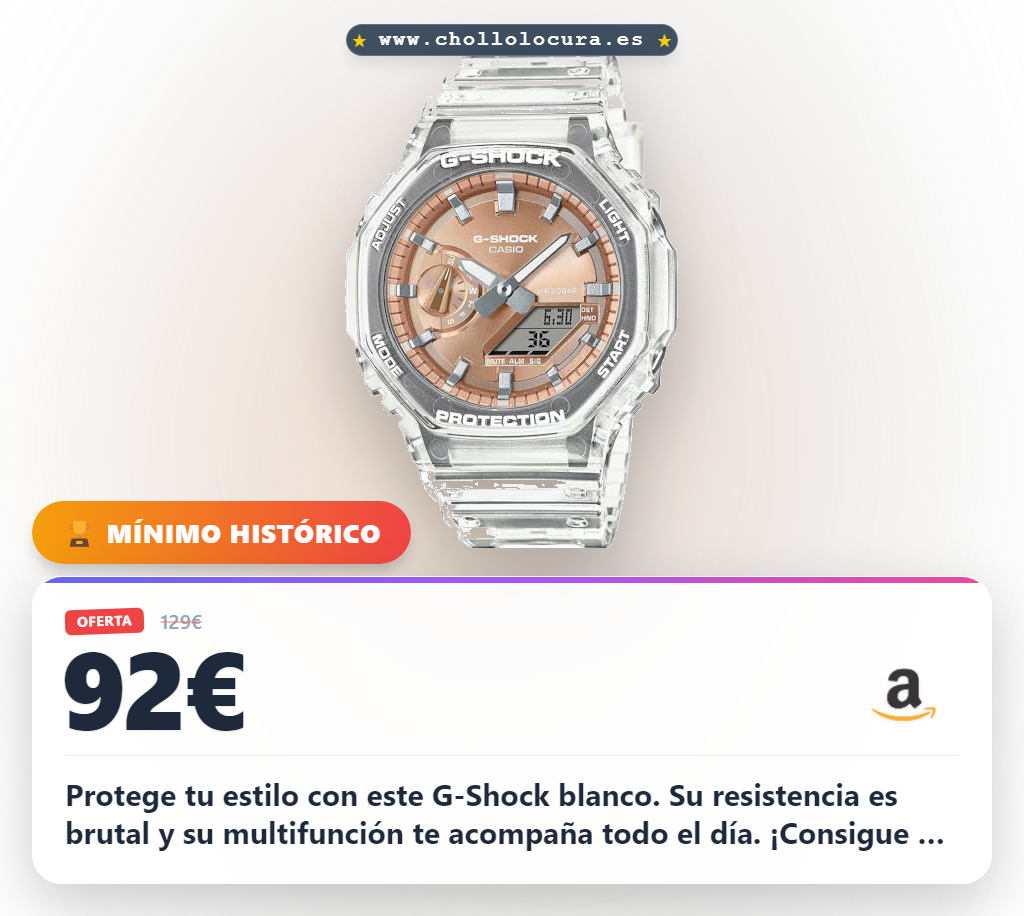 Logra el reloj G-Shock blanco multifunción para hombre con estilo moderno al mejor precio del año y disfruta de su resistencia