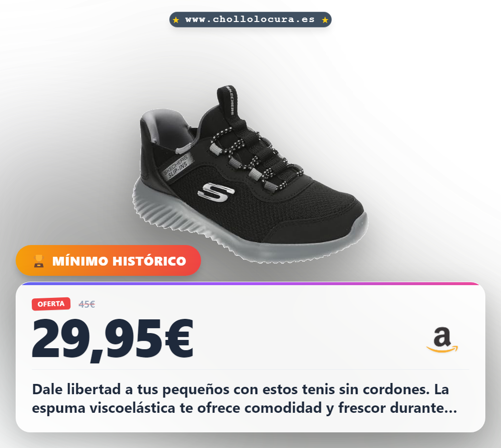 Aprovecha estos Skechers Bounder Brisk-Burst para niños con espuma viscoelástica y cierre adaptable en oferta