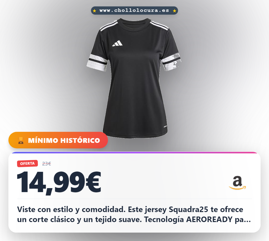 Consigue la camiseta adidas Mujer Squadra25 en oferta con tecnología AEROREADY y corte clásico