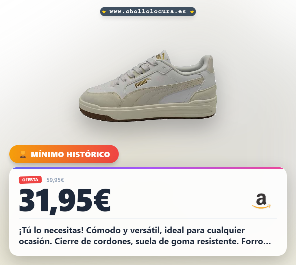 Aprovecha las PUMA Shuffle Downtown OgSneaker: estilo urbano, comodidad y detalles dorados al mejor precio