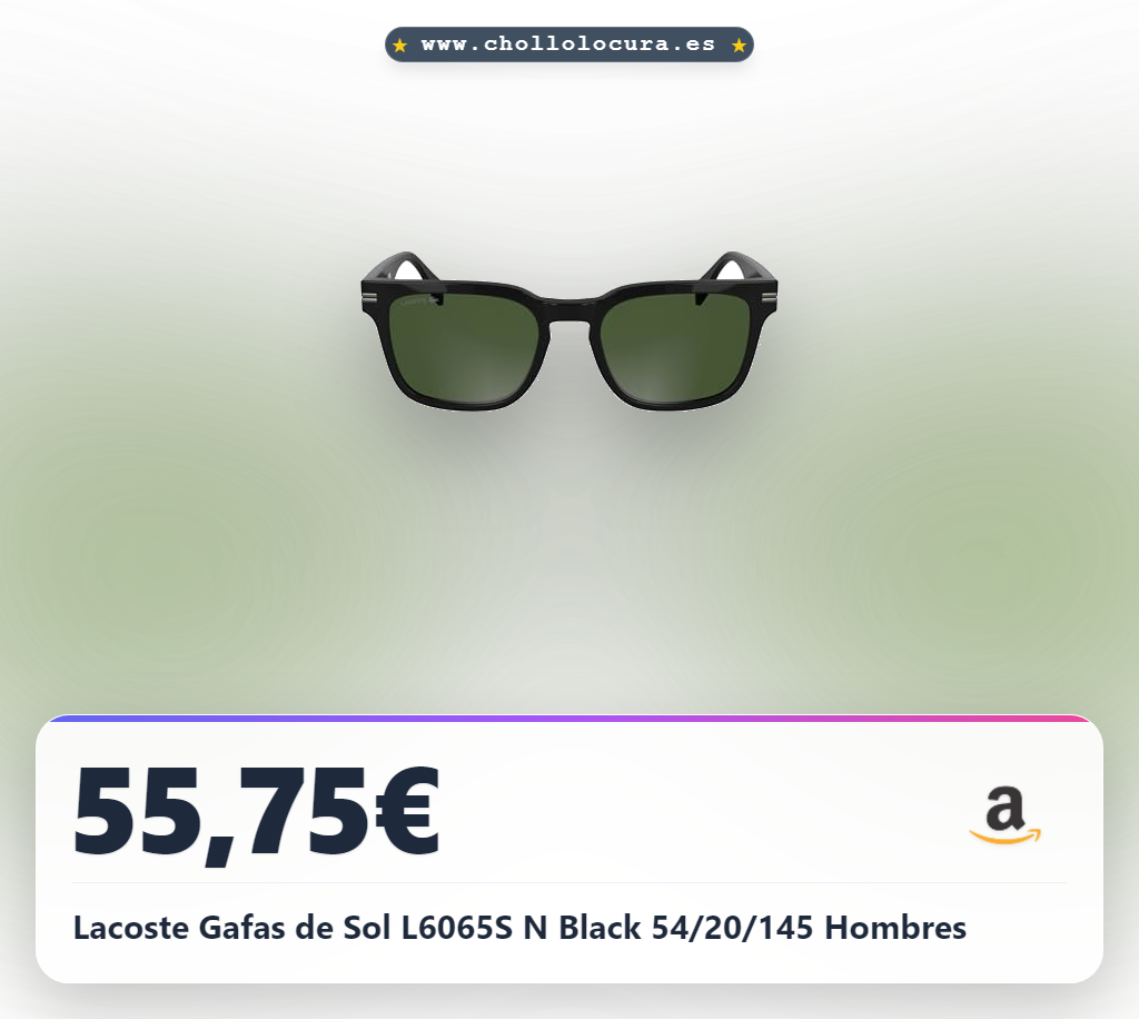 Lacoste Gafas de Sol L6065S N Black 54/20/145 Hombres