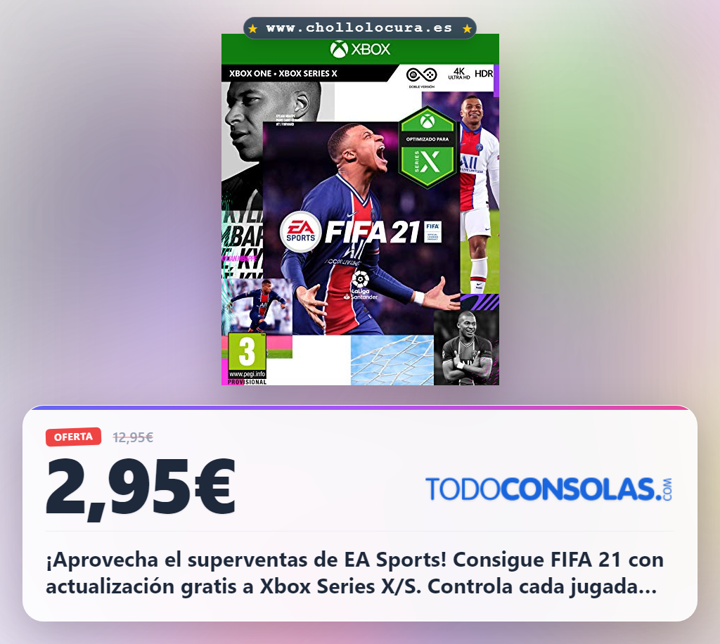 Aprovecha FIFA 21 Standard Edition con actualización gratuita a Xbox Series X/S y Regate Ágil al mejor precio