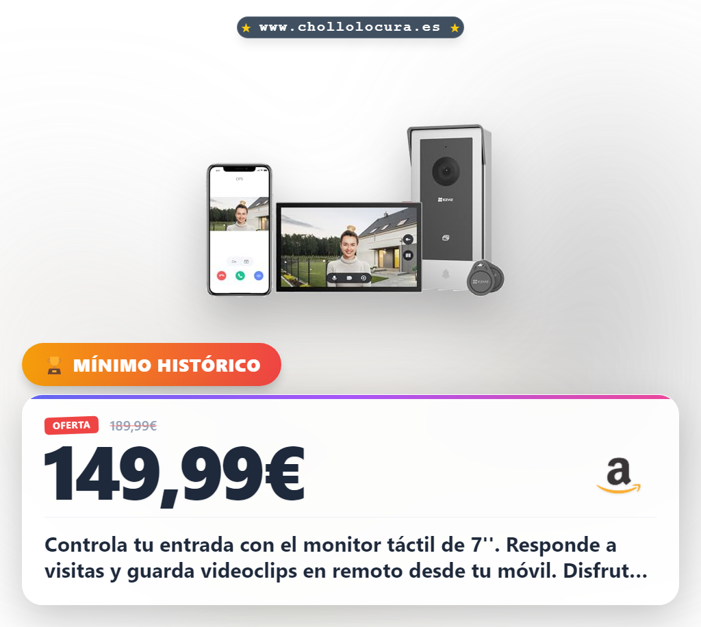 Consigue el videoportero EZVIZ CP5 con monitor táctil 7'' y desbloqueo remoto en oferta histórica